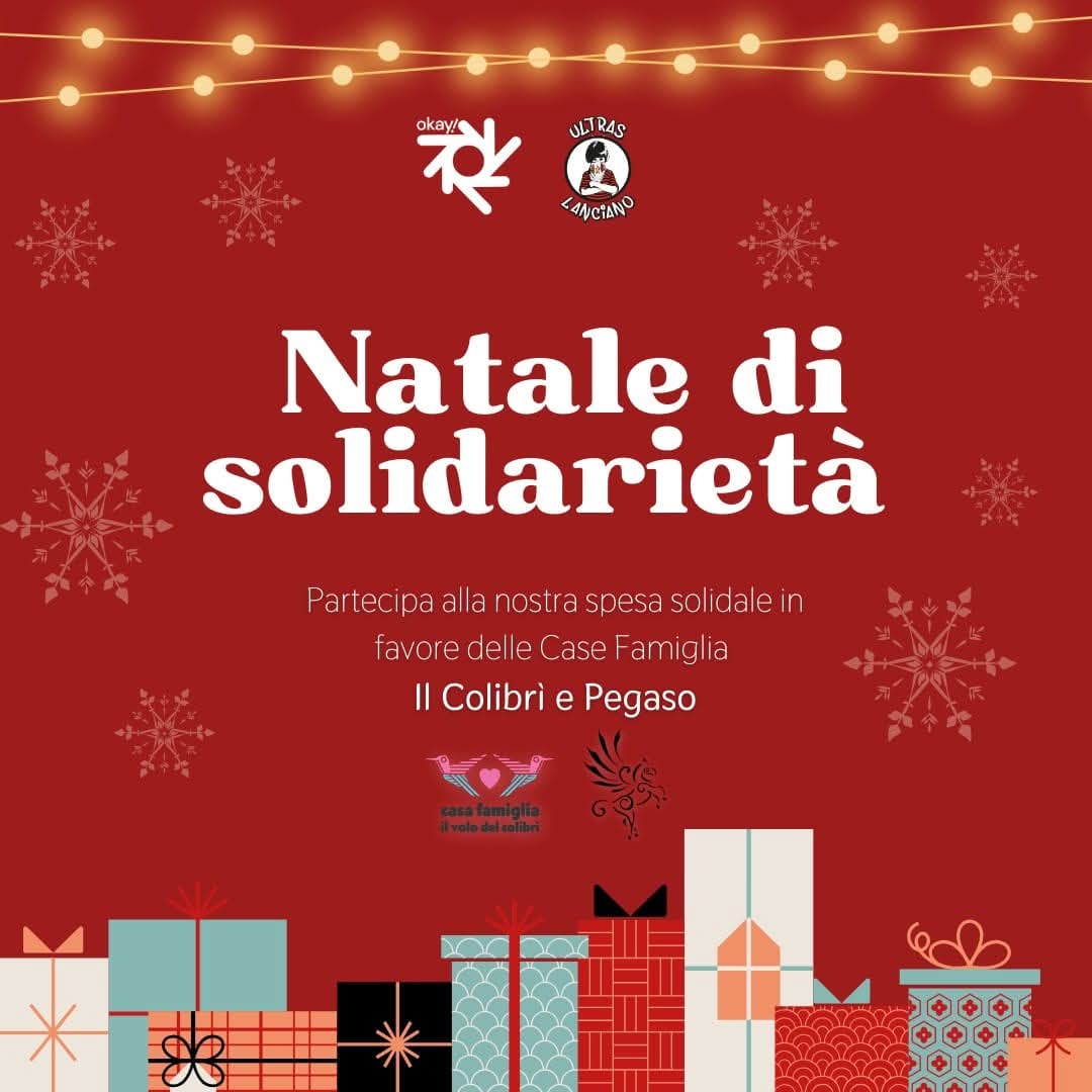 Natale di solidarietà: fronte locandina per la spesa solidale a favore delle case famiglia Colibrì e Pegaso